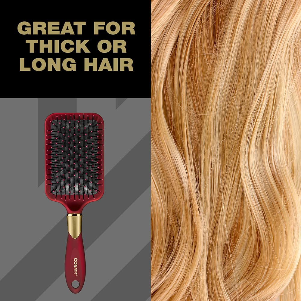 Conair Velvet Touch Hairbrush for Thick Hair, Detangler Brush with Nylon Bristles, Color May Vary, 1 Count - 24hrsmart